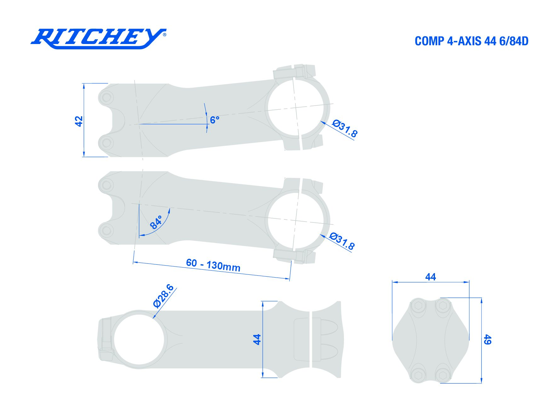 Potence Ritchey Comp 4-Axis 6° 1’1/8